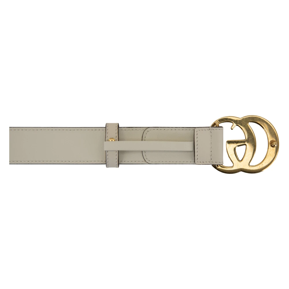 Gucci Leren Riem met GG Logo Beige Heren