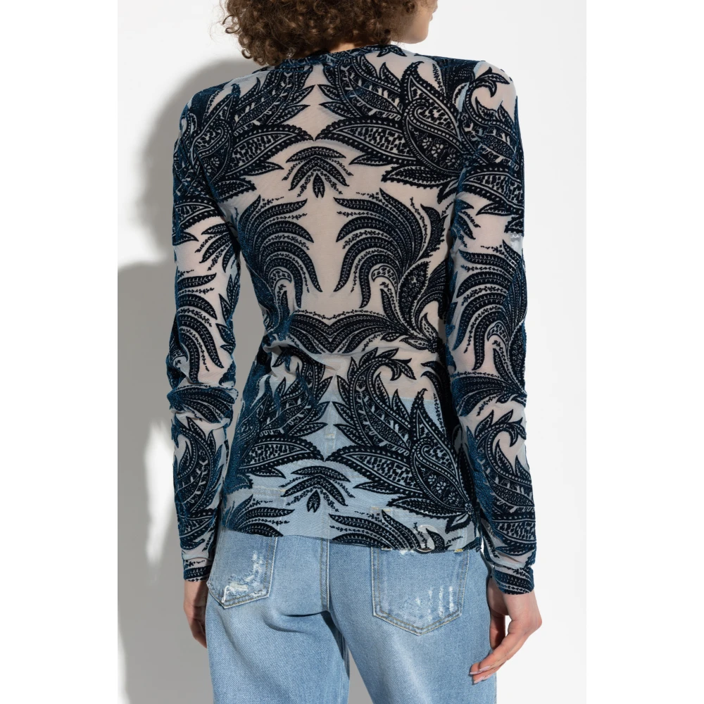 ETRO Top met fluwelen afwerking Blue Dames