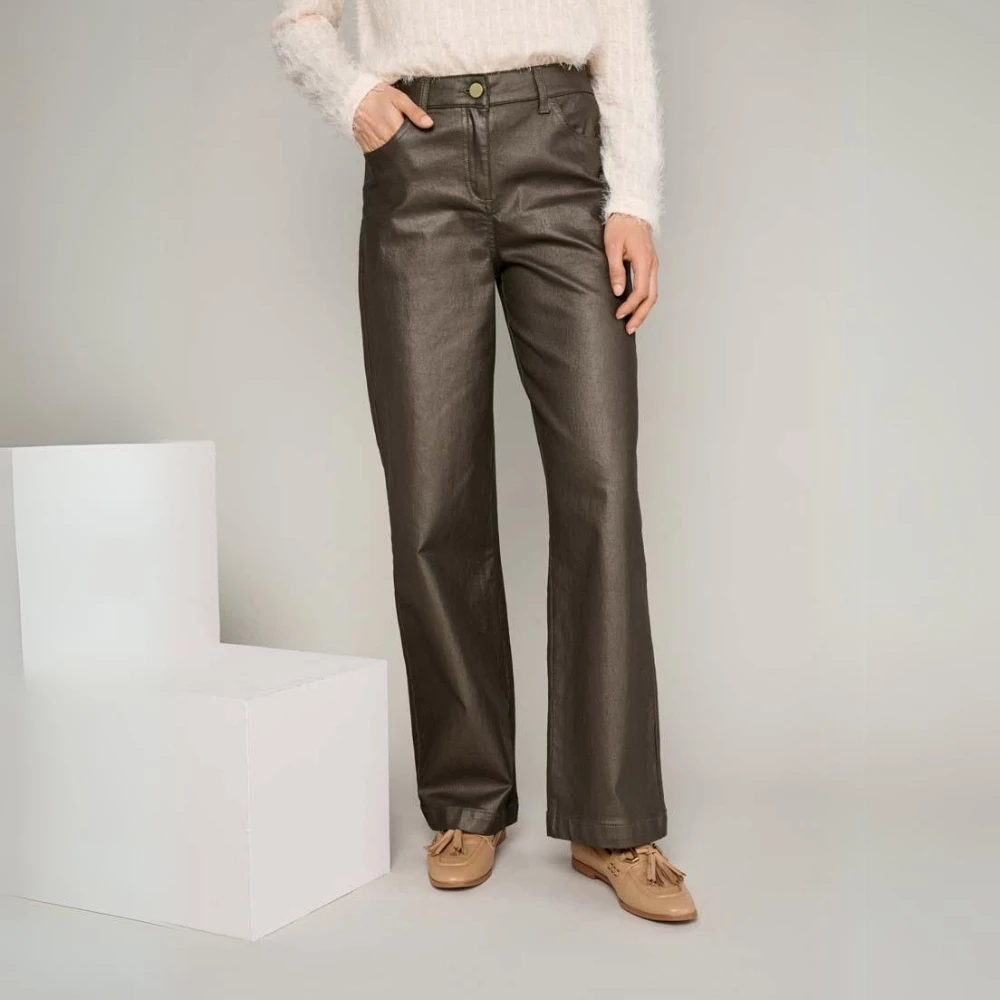 Marie Méro Bruine Hoge Taille Broek met Glans Brown Dames