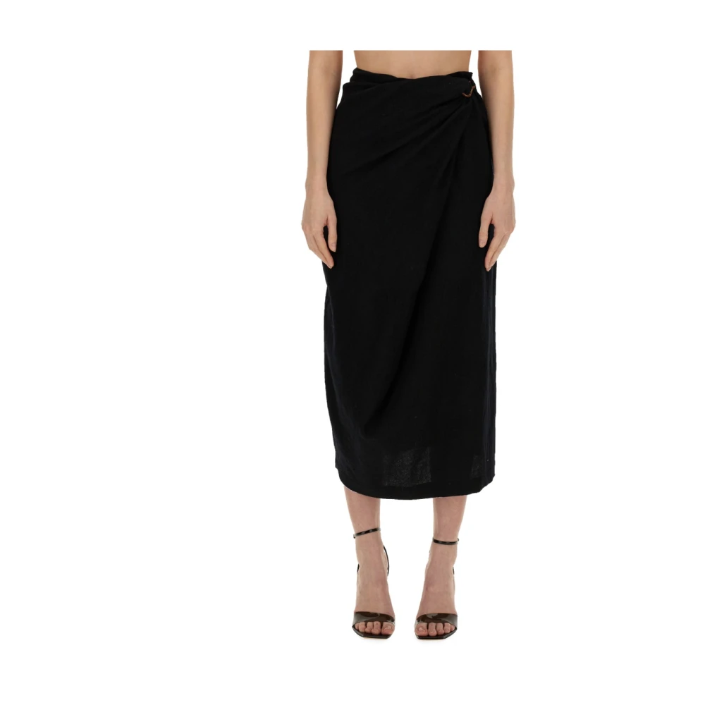 Alysi Elegante Midi Rok met Haaksluiting Black Dames