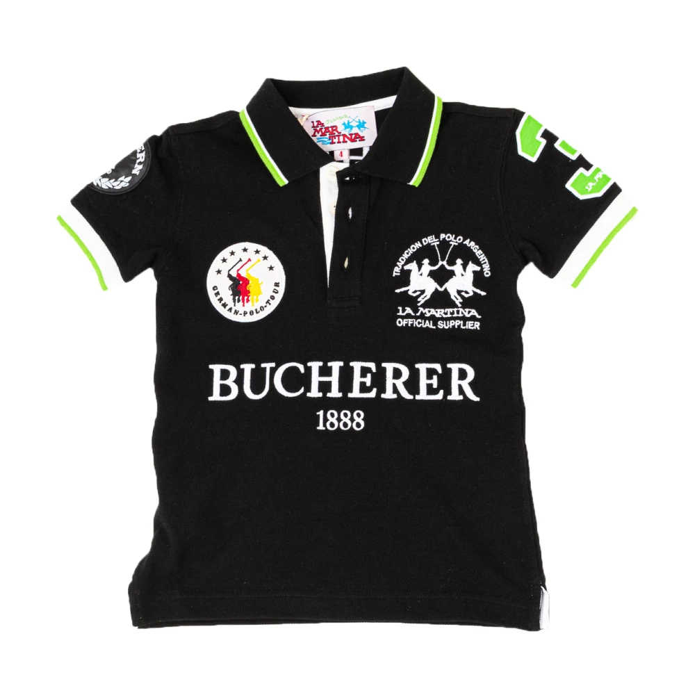 La Martina Boys Black Short Sleeve Polo Shirt For