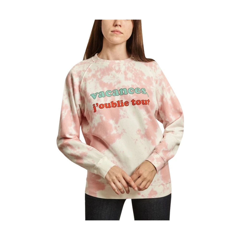 La Petite Française Tie and Dye Sweatshirt med Bokstäver Pink, Dam