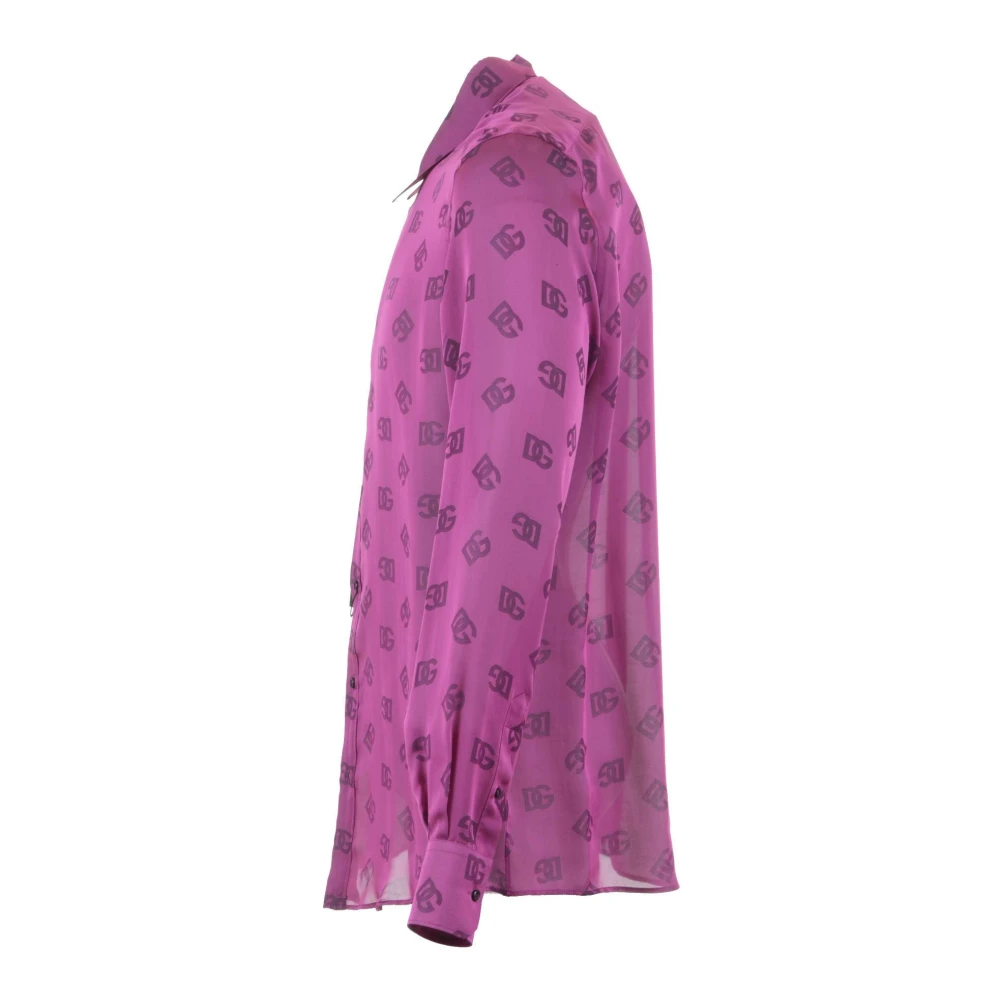 Dolce & Gabbana Heren Logoprint Lange Mouw Shirt Pink Heren
