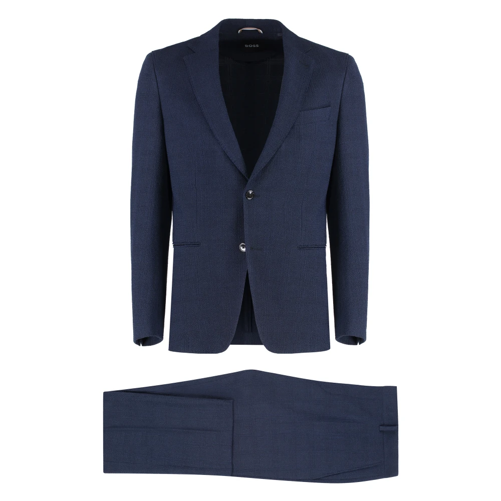 Hugo Boss Wollen Pak met Reverskraag Blue Heren