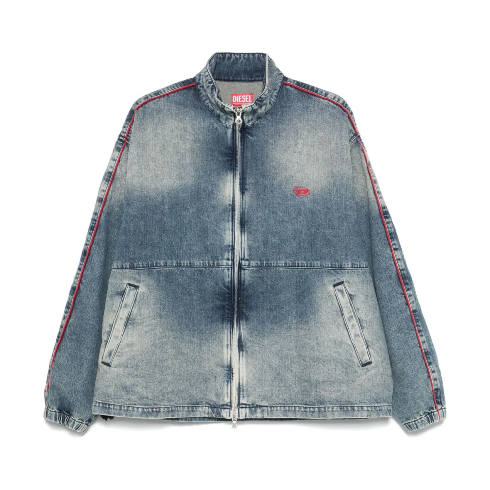 Diesel Indigo Blauwe Zip-Up Jas met Logo Blue Heren