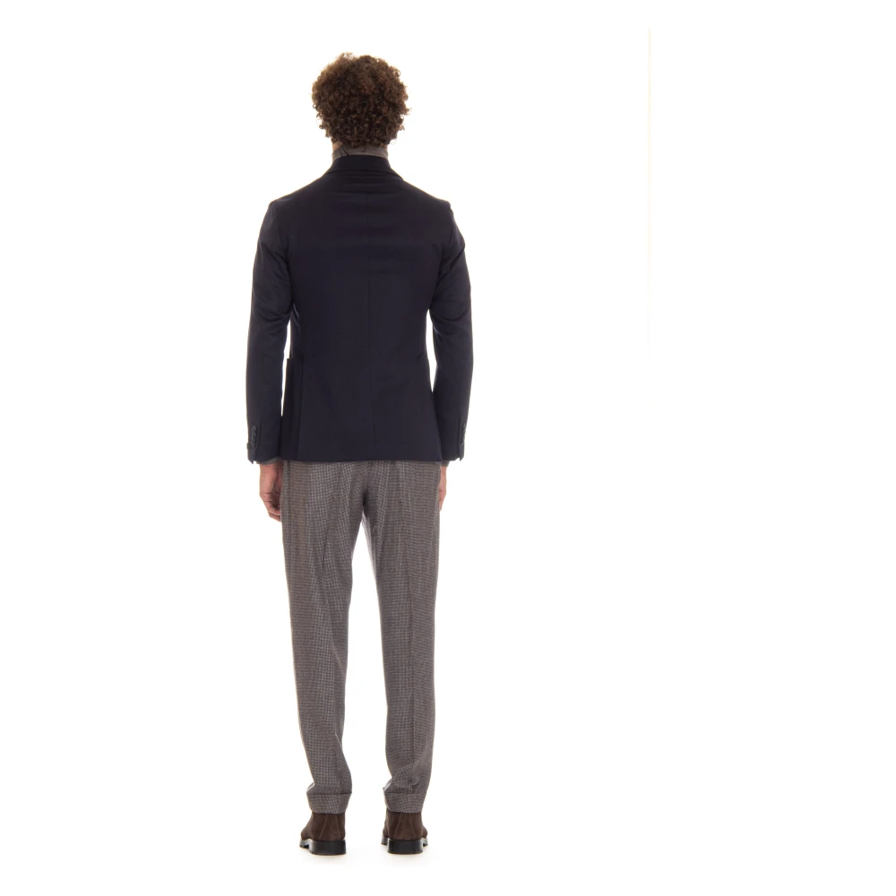Tagliatore Blauw Dubbelborstig Geweven Jas Blue Heren