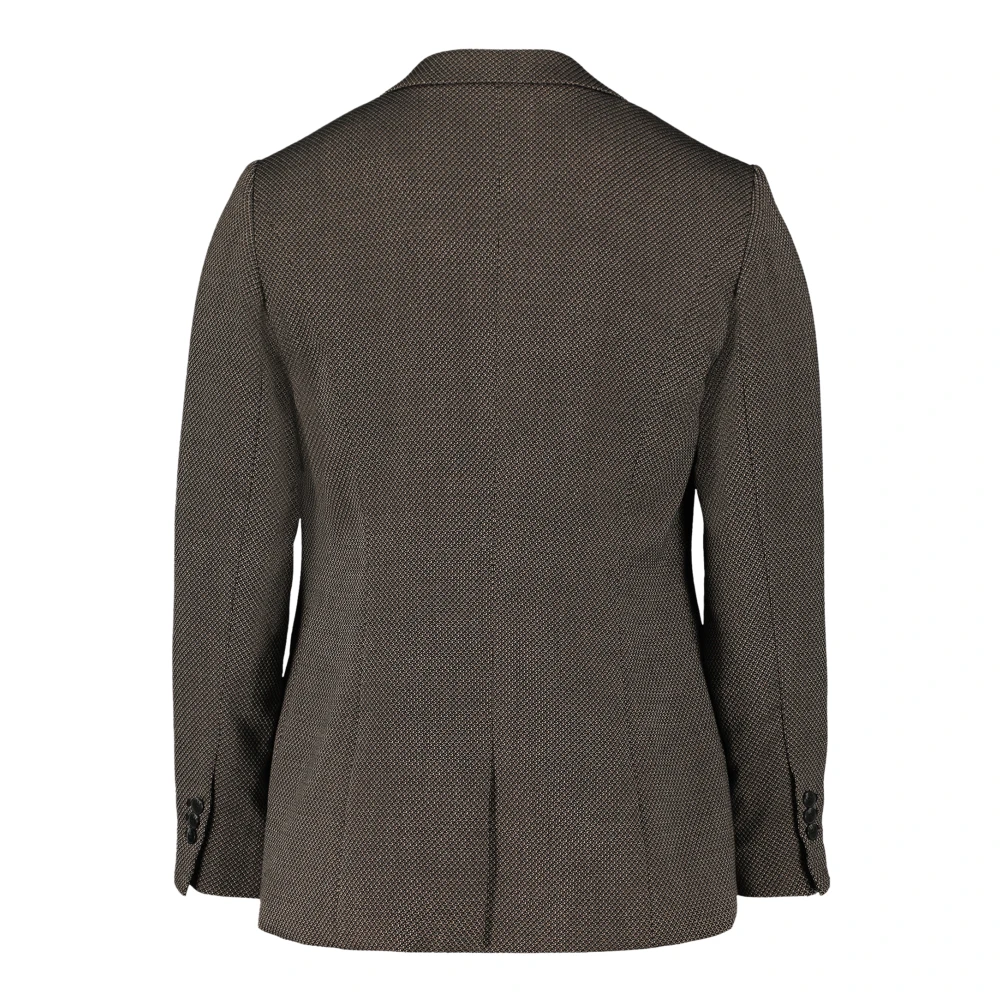 Betty & Co Gestreepte Lange Blazer met Zakken Black Dames