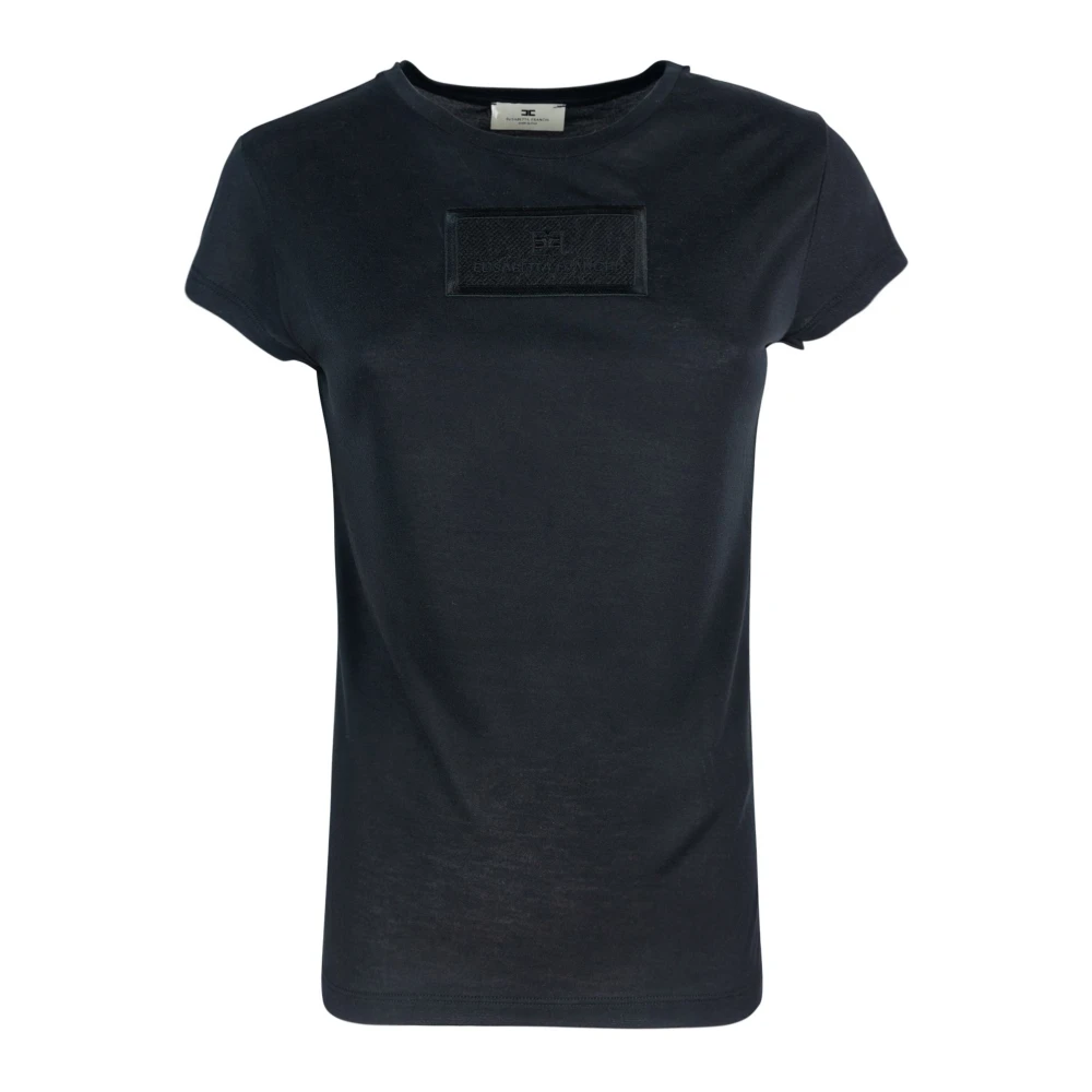 Elisabetta Franchi Zwarte Geborduurde Logo Trui Black Dames