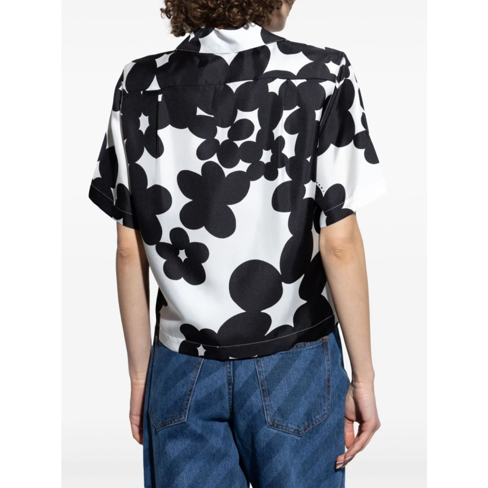 Marni Zwarte Button-Up Shirt met Camp Kraag Black Dames