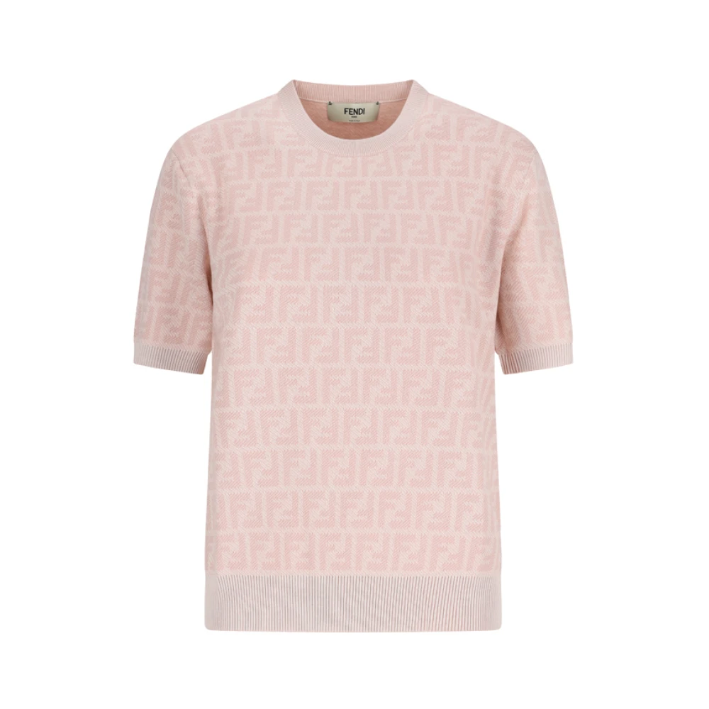 Fendi Women's Pink Pullover Ff Knit
