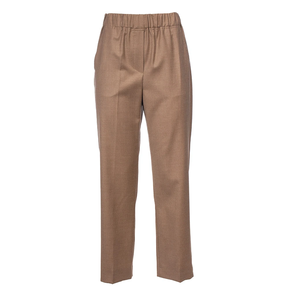 Max Mara Weekend Comfort Flanel Wol Broek Brown Dames