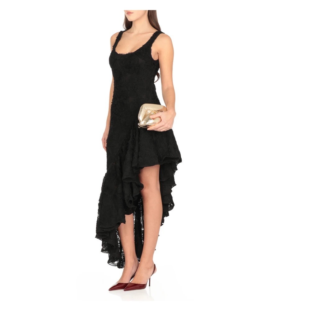Rotate Birger Christensen Zwarte Roos Asymmetrische Mouwloze Jurk Black Dames
