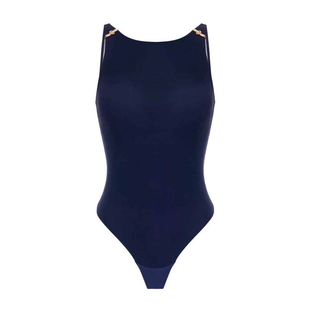 Elisabetta Franchi Navy Blauw Jersey Body Top Blue Dames