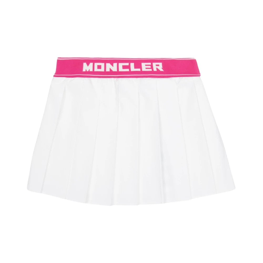 Moncler Women's White Embroidered Logo Pleated Tennis Skirt