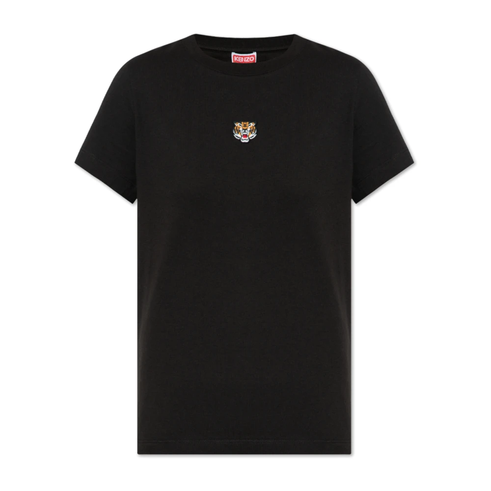 Kenzo Zwarte Tiger Geborduurde T-shirts en Polos Black Dames