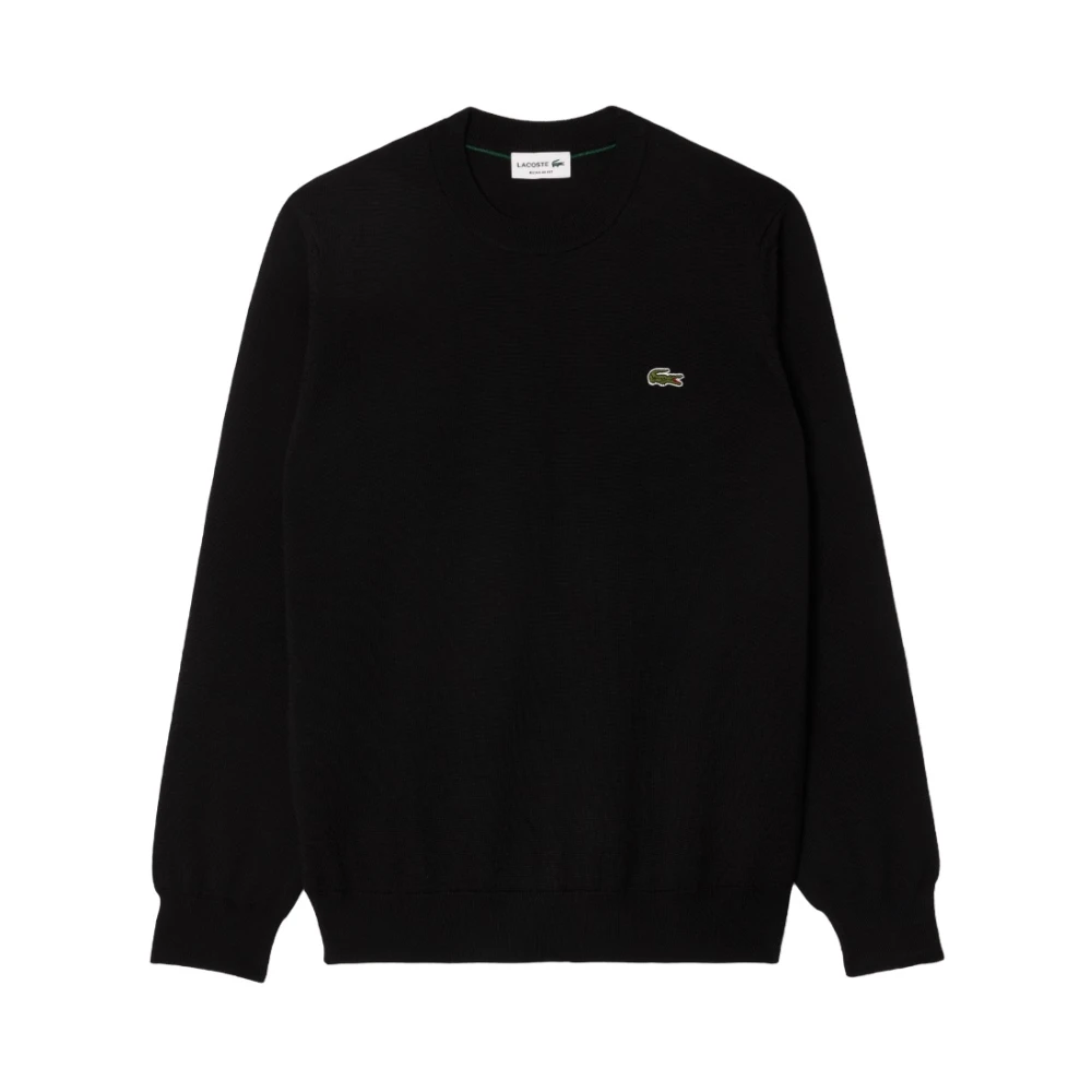 Lacoste Men's Black Round-Neck Knitwear, 2XL, Jersey With Logo