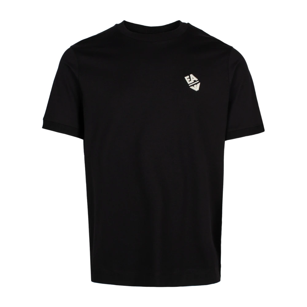 Emporio Armani Logo-geborduurd Katoenen T-shirt Black Heren