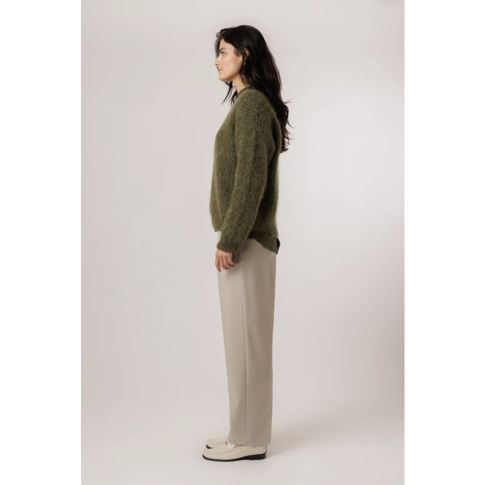 closed Beige Plooi Broek Losse Pasvorm Gray Dames