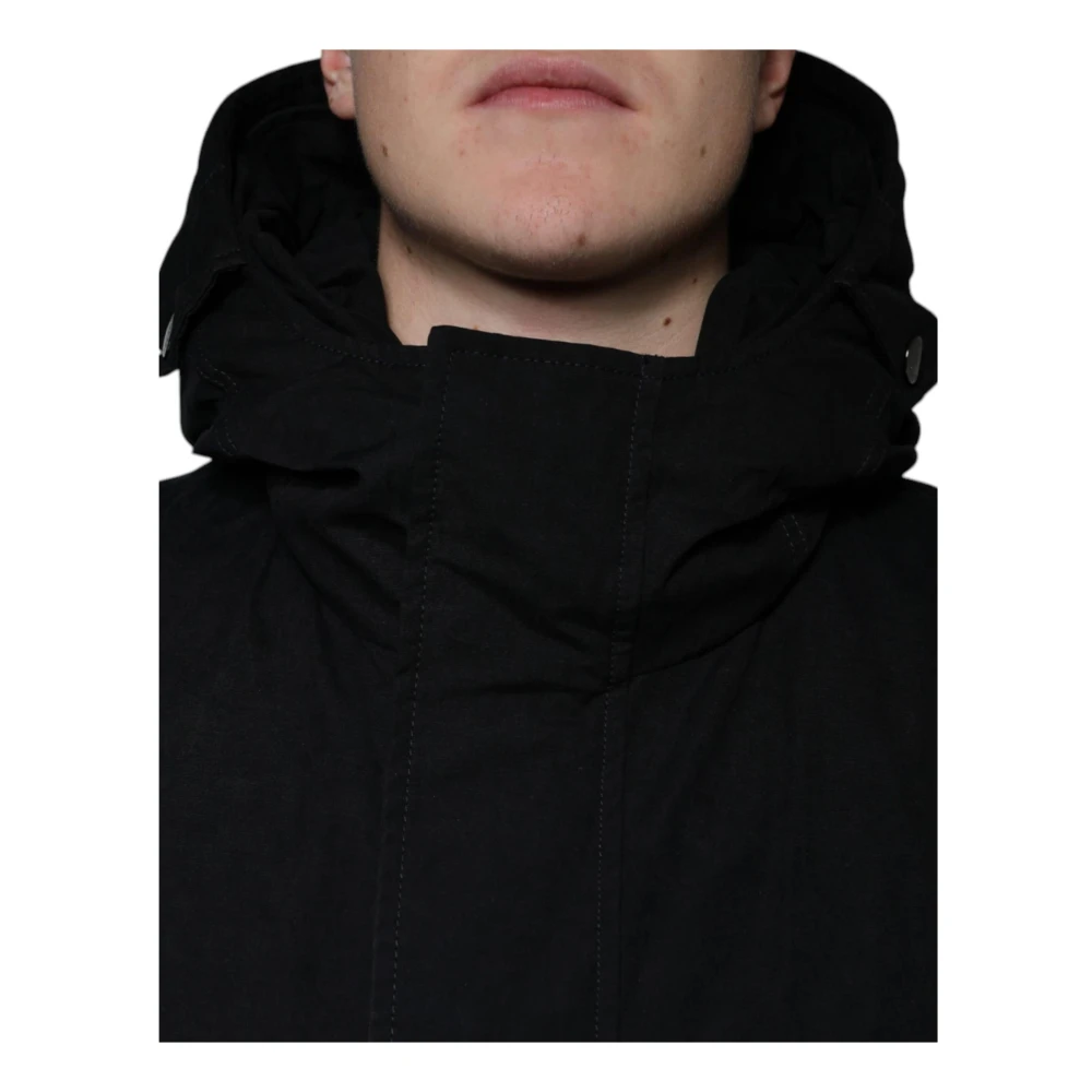 Dolce & Gabbana Zwarte Katoenen Trenchcoat met Logo Black Heren