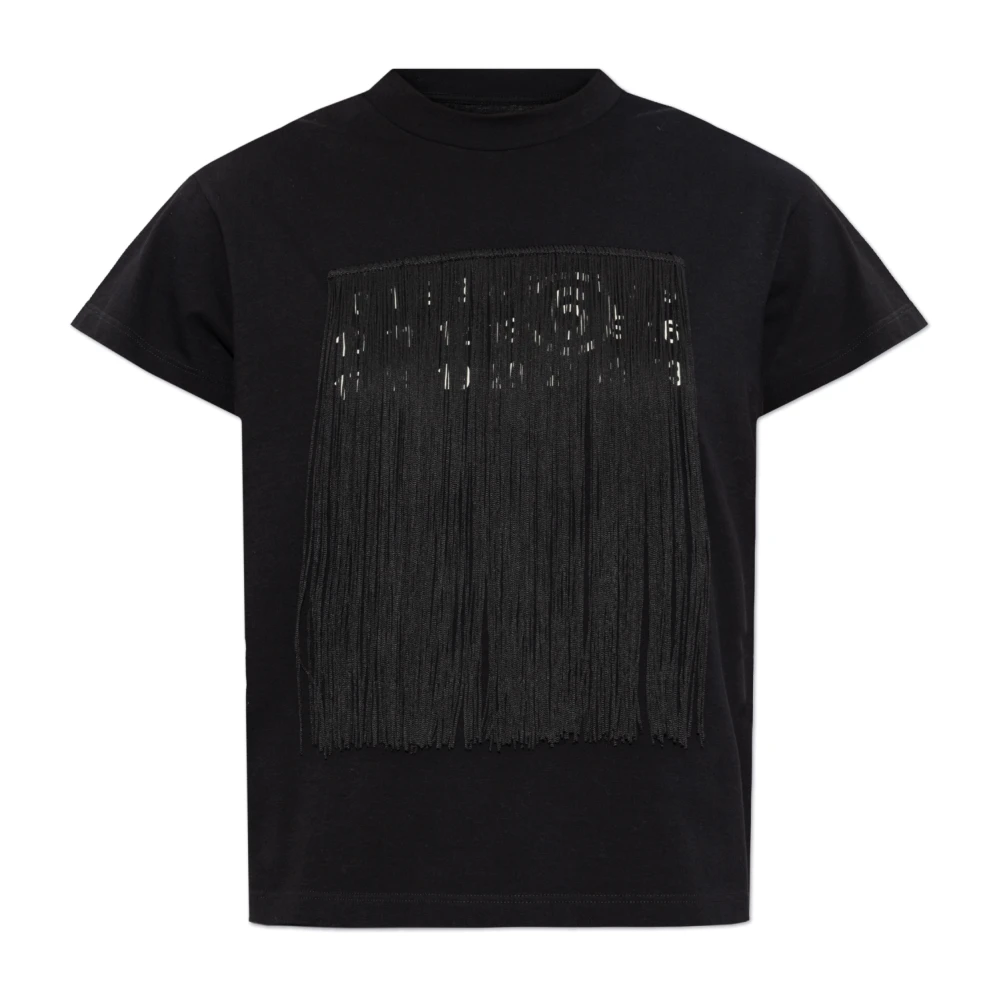 MM6 Maison Margiela Numeric Fringe T-shirt Black Dames