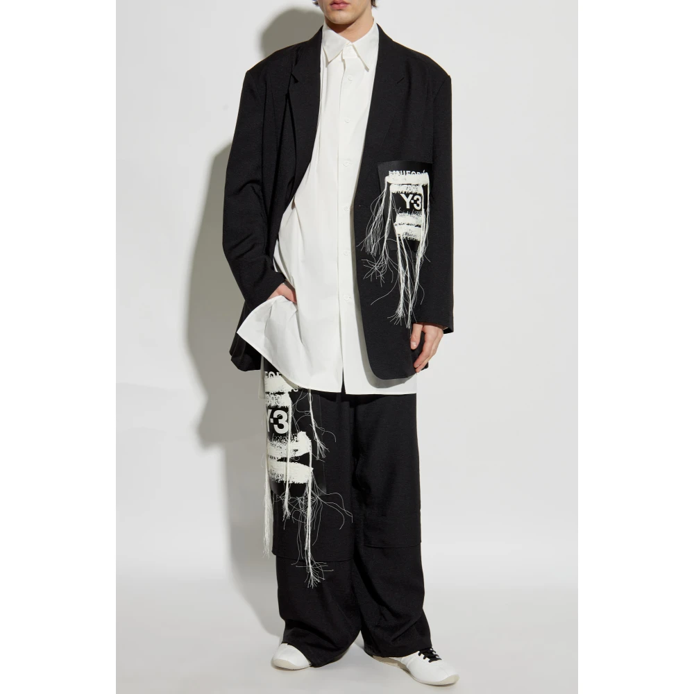 Y-3 Blazer met franje Black Heren