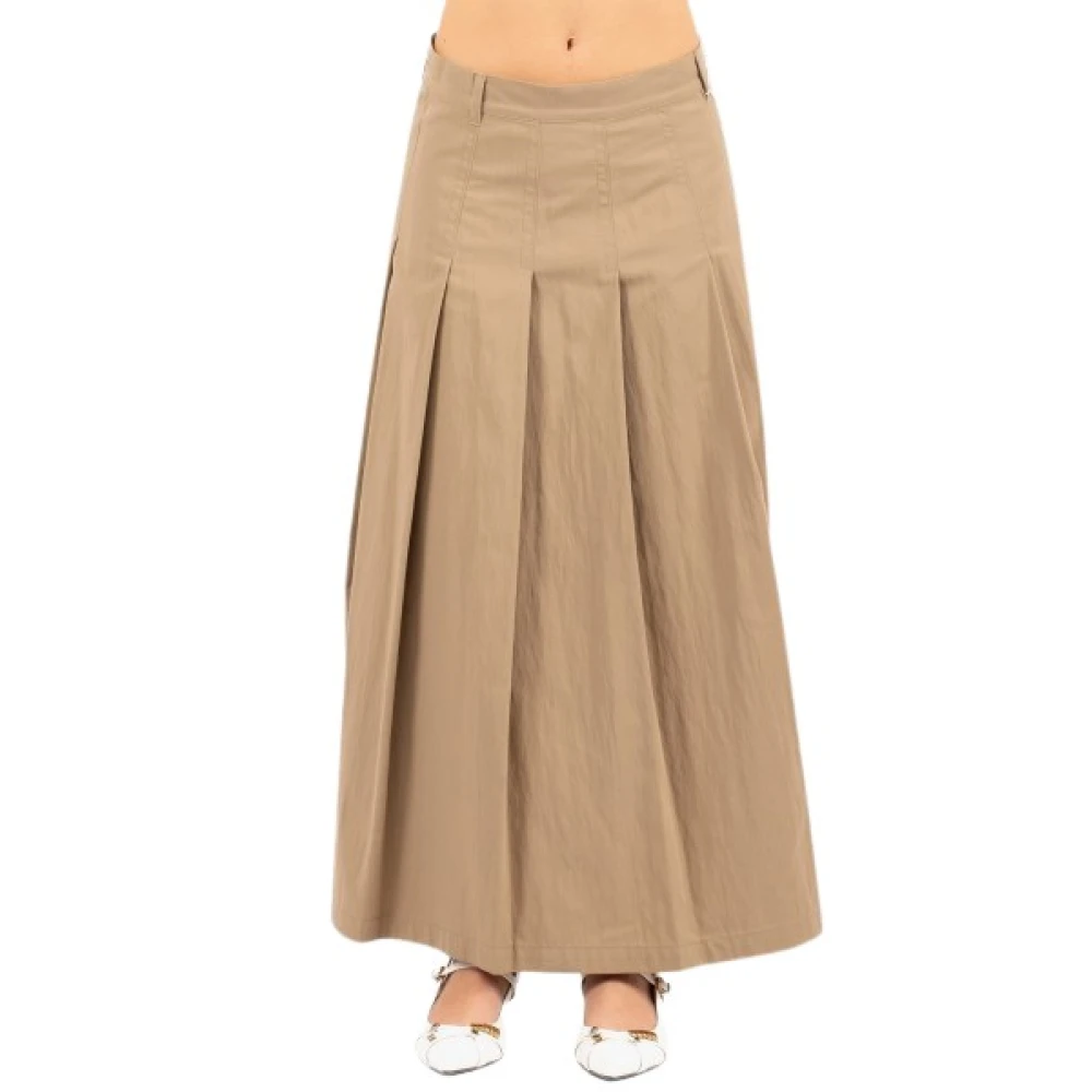 Weekend Max Mara Women's Brown Maxi Skirts, 2XL, Orme Pleated Skirt