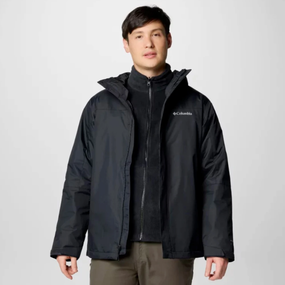 Columbia Zwarte Waterdichte Uitwisselbare Jas met Fleece Voering Black Heren