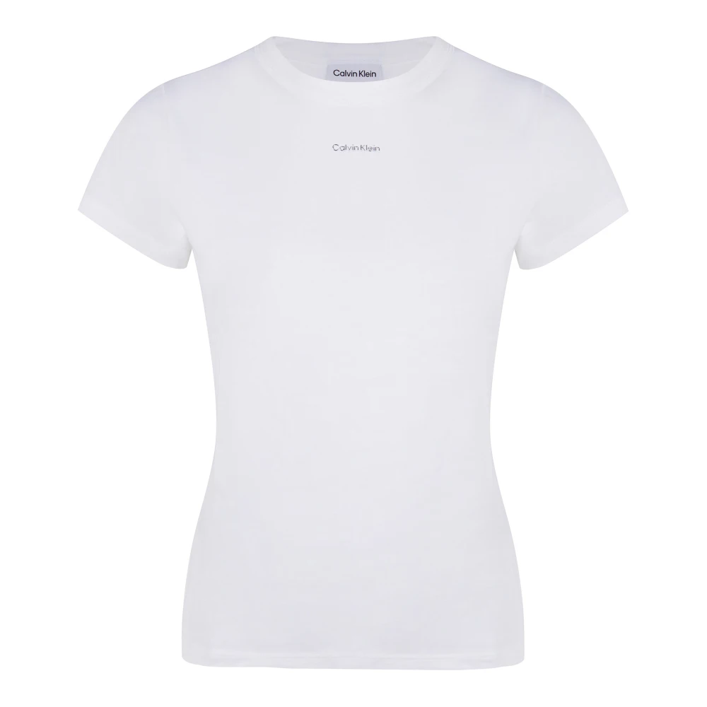 Calvin Klein Logo Print Katoenen T-Shirt White Dames