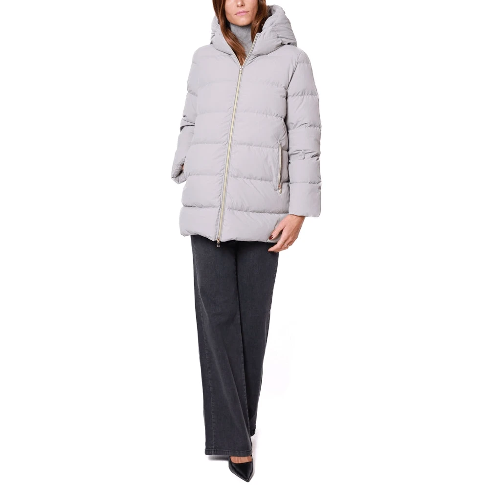 Emme DI Marella Grijze Gewatteerde Damesjas met Capuchon Gray Dames