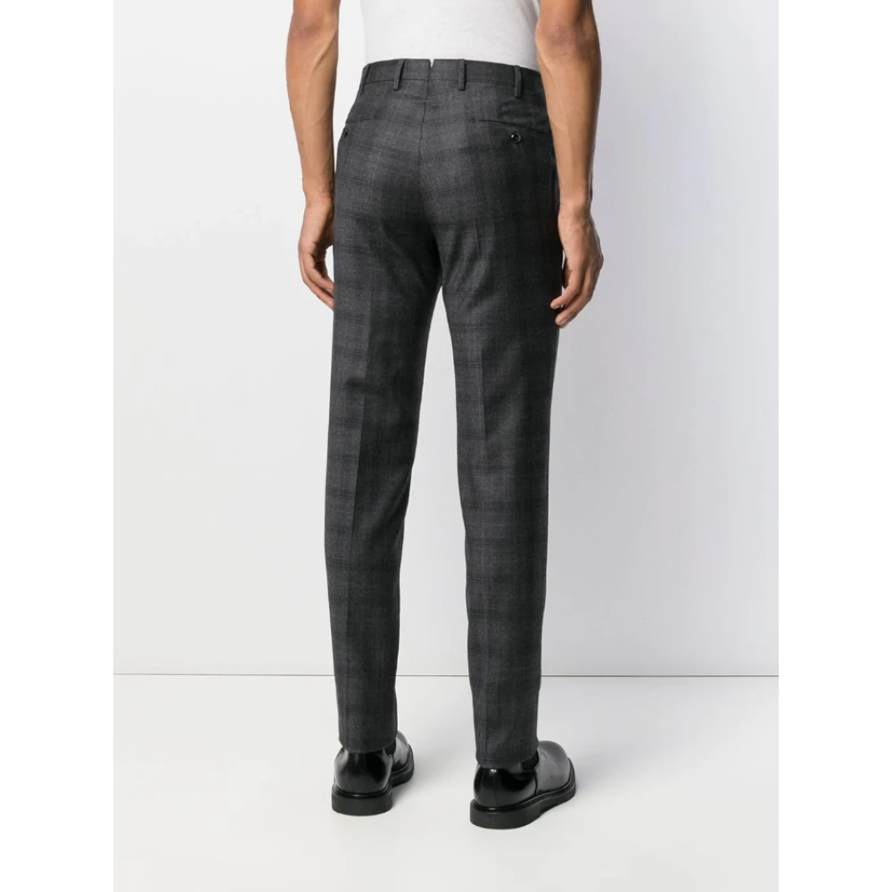 PT Torino Geruite Slim Fit Wollen Broek Gray Heren