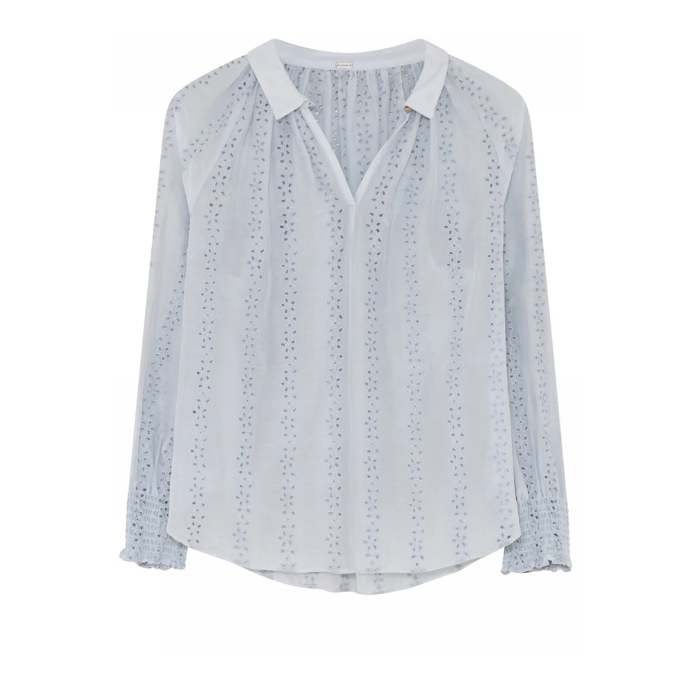 Gustav Feminine blouse met V-hals en smock manchetten White Dames