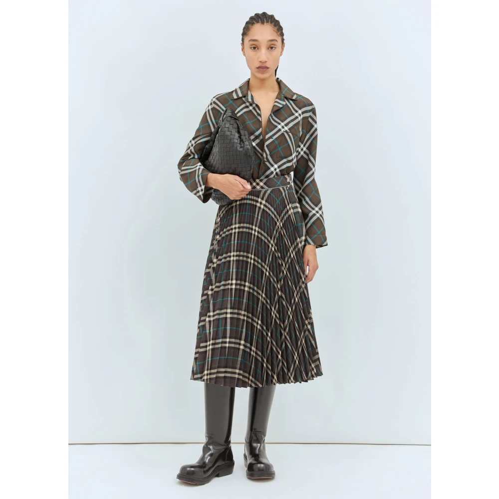 Burberry Geruite Plooirok van Wolmix Multicolor Dames