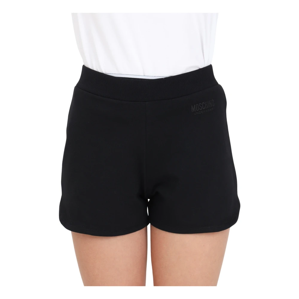Moschino Zwarte Shorts met Elastische Tailleband Black Dames