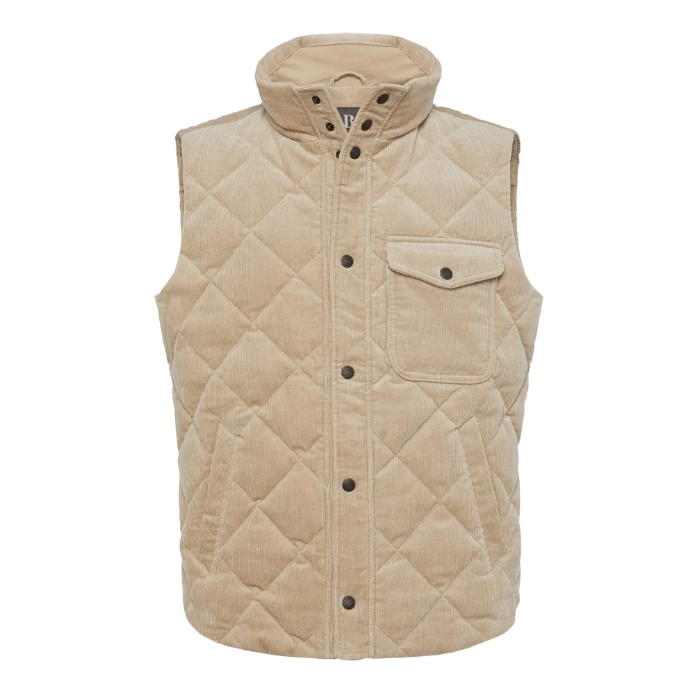 Boggi Milano Gewatteerd katoenen fluwelen vest Beige Heren