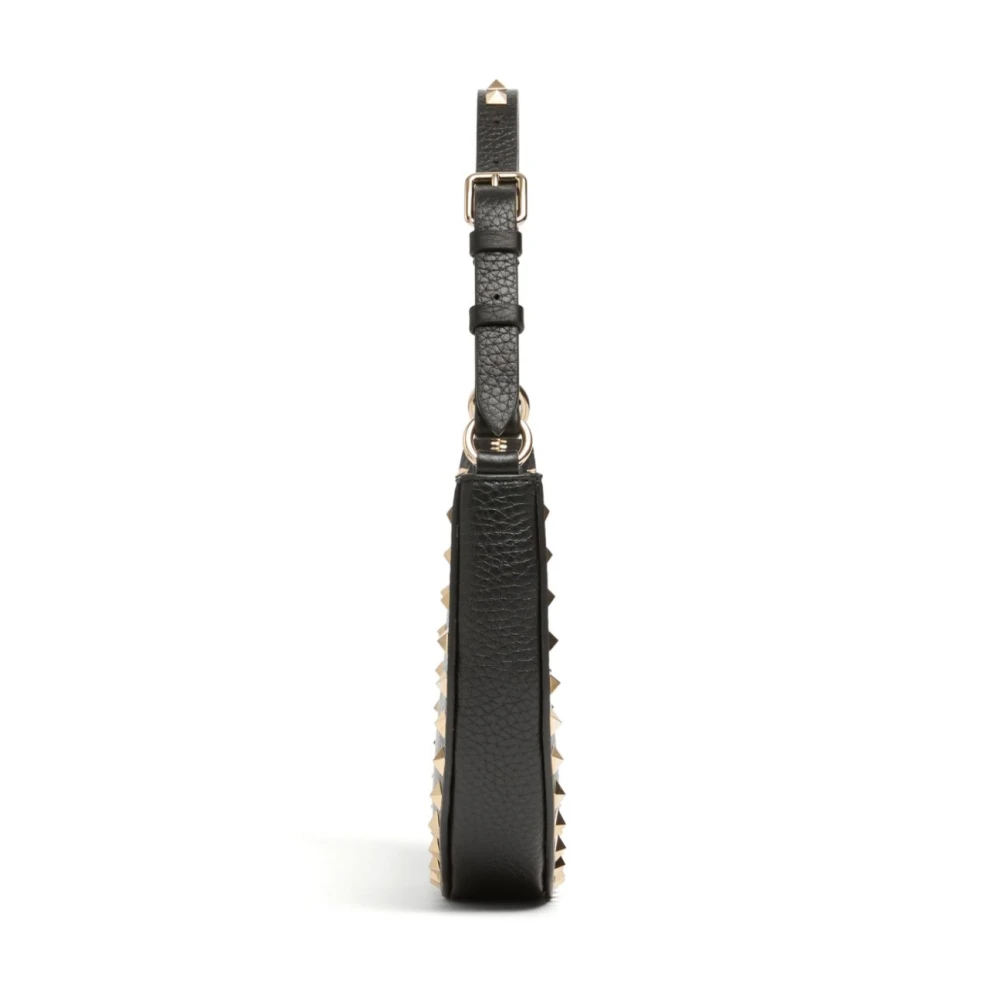 Valentino Garavani Zwarte leren studded hobo tas Black Dames
