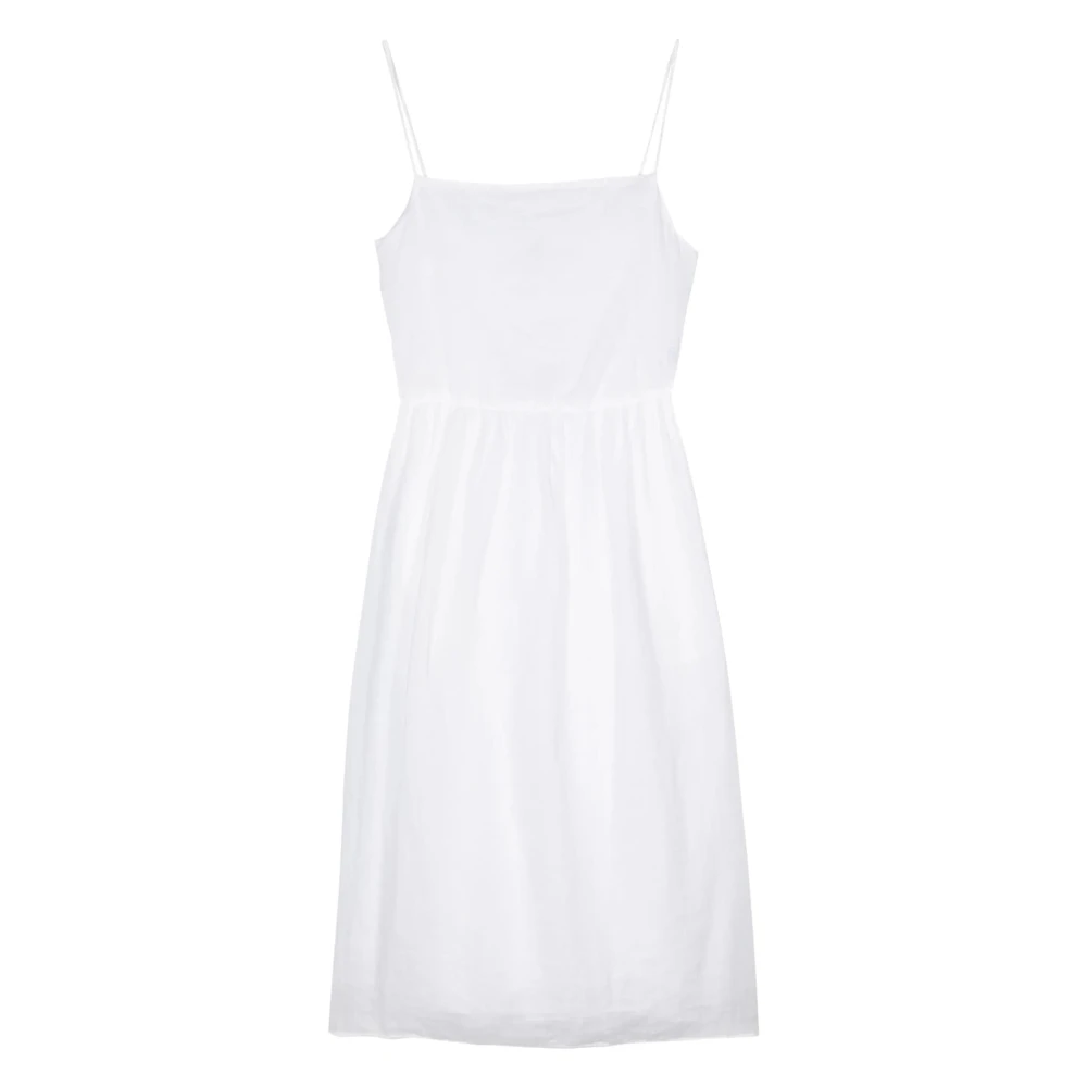 Tommy Hilfiger Vit Linne Midi Slip Klänning White, Dam