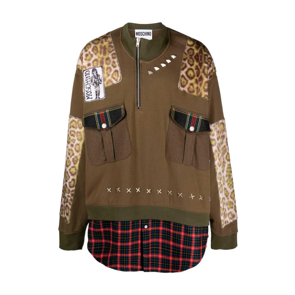 Moschino Groene Oversized Sweatshirt met Stud Detail Green Heren