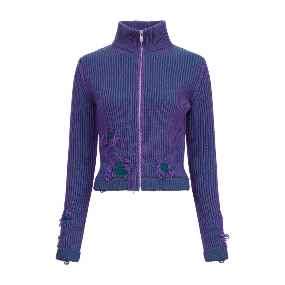 MM6 Maison Margiela Geruite turtleneck met rits Blue Dames