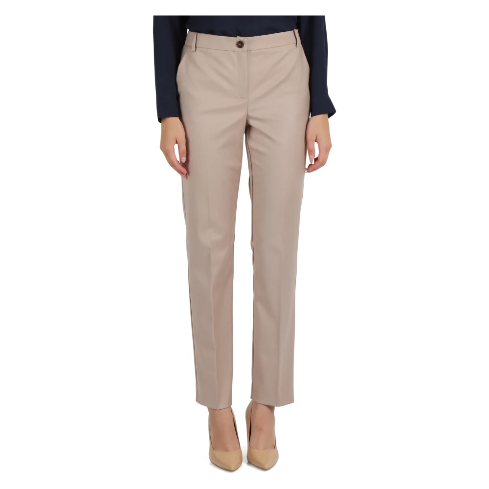 Emme DI Marella Viscose Blend Knoop-Rits Broek Enza2 Beige Dames