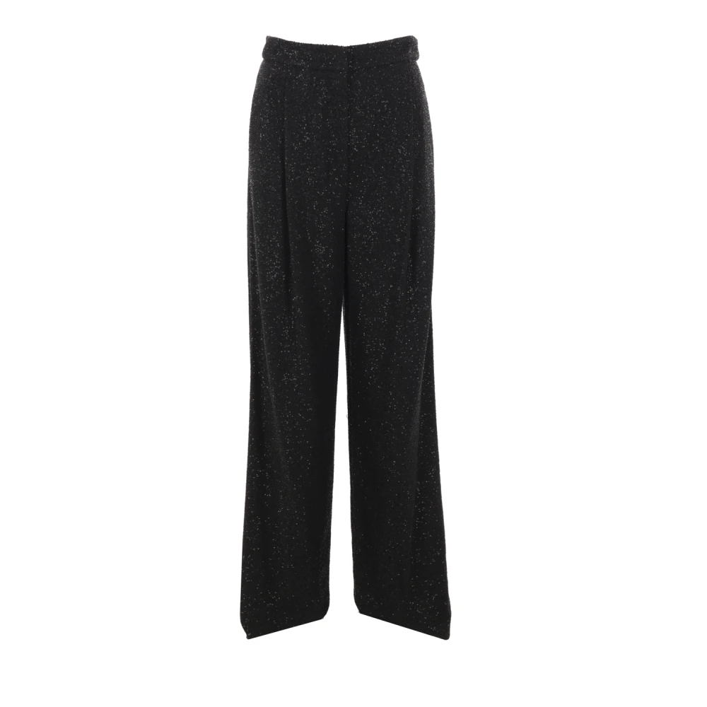 Max Mara Zwarte Pailletten Wijde Pijp Broek Black Dames