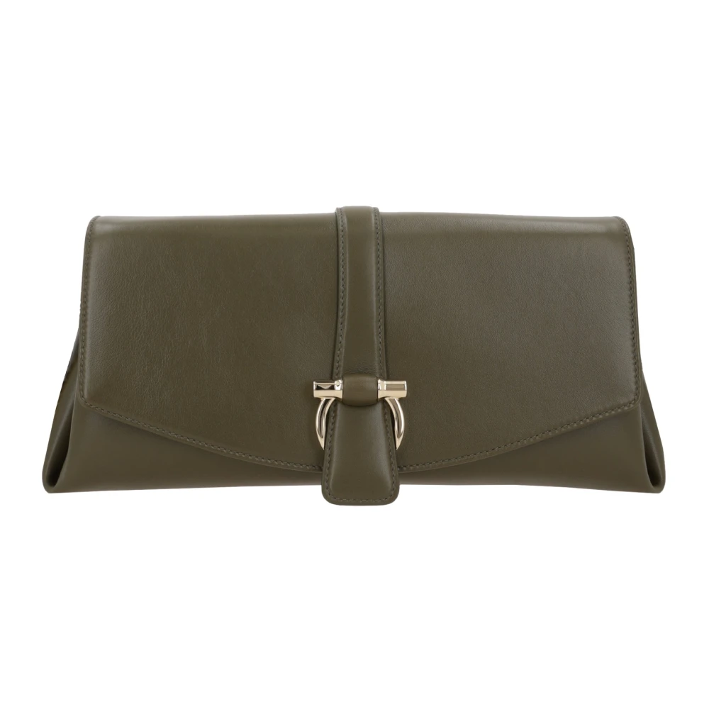 Salvatore Ferragamo Olijfgroene Schoudertas met Gouden Hardware Green Dames