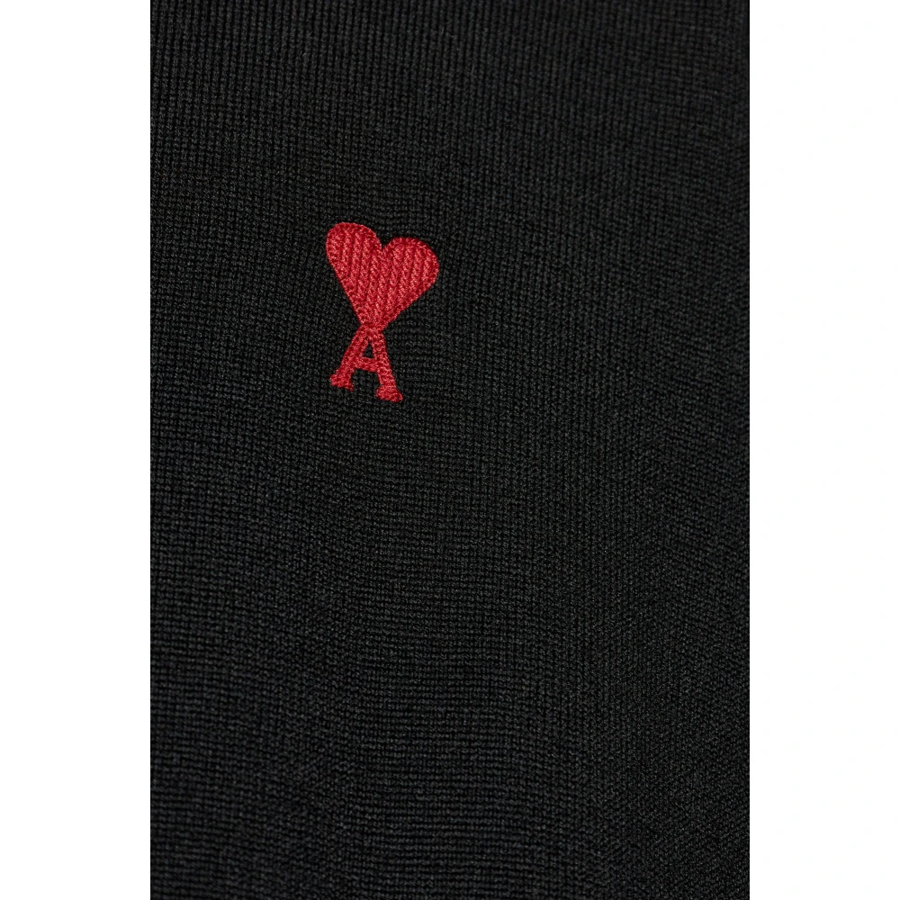 Ami Paris Wol wollen cardigan met logo Black Heren