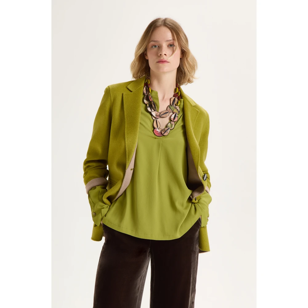 Maliparmi Fluid Crepe Blouse Green Dames