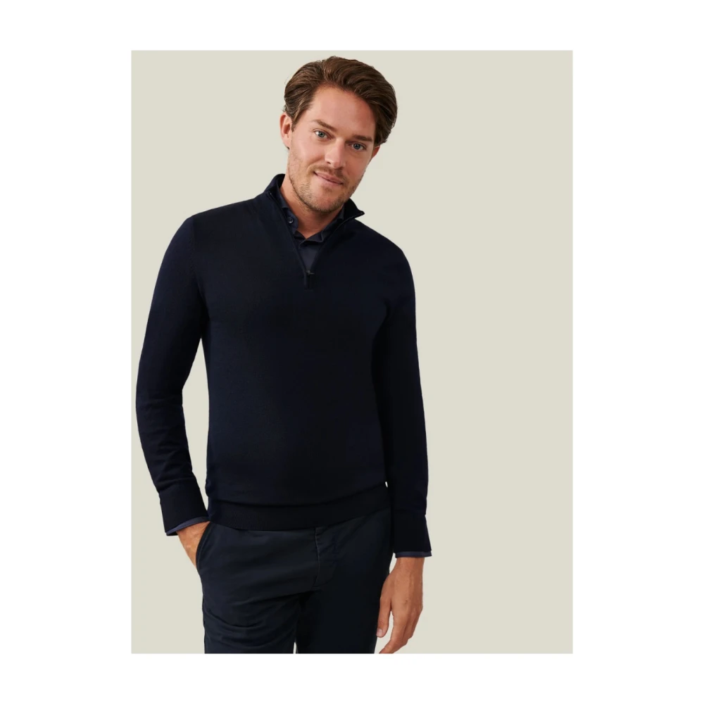 Cavallaro Merino Half Zip Pullover Donkerblauw Blue Heren