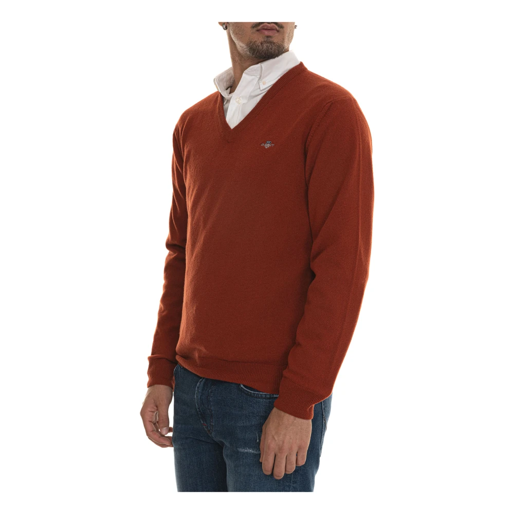 Gant V-hals trui extra fijne wol Orange Heren