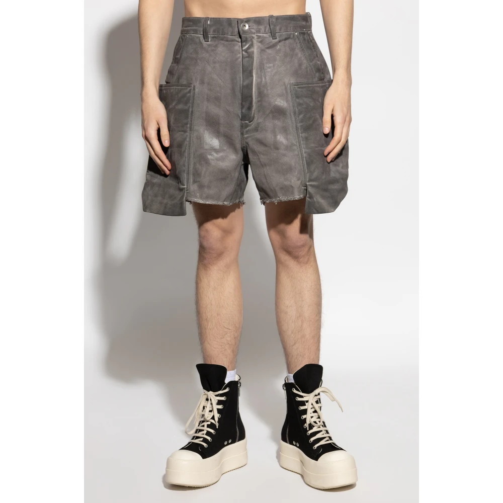 Rick Owens Denim Shorts Gray Heren