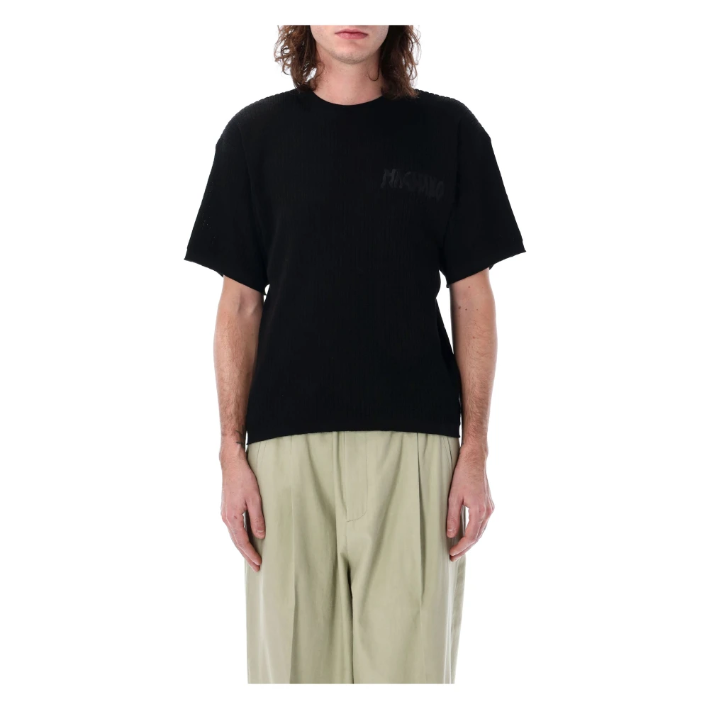 Magliano Zwarte Waffle Tee met Logo Borduurwerk Black Heren