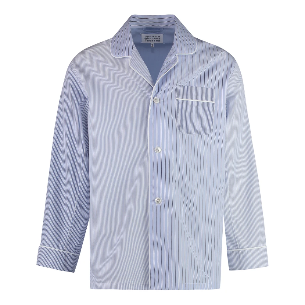 Maison Margiela Kleur Blok Katoenen Pyjama Shirt Blue Heren