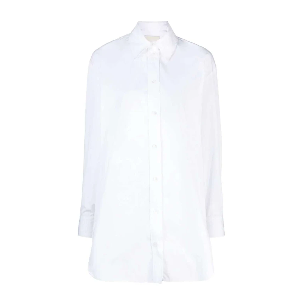 Isabel marant Katoenen Poplin Shirt met Geborduurd Logo White Dames