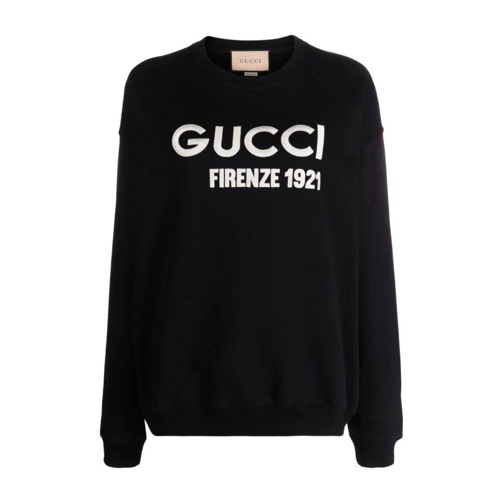 Gucci Zwarte Trui met Geborduurd Logo Black Dames